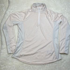 Adidas Aeroready Half Zip Long Sleeve Top Pink and White Size Medium